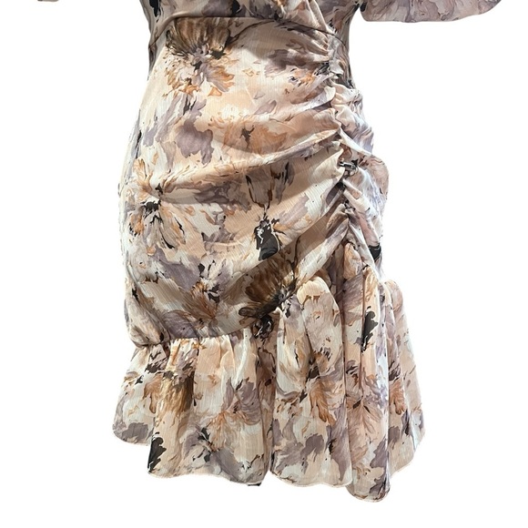 MISSGUIDED NWT Pink Floral Puff Sleeve Frill Mini Dress Size 0 - Picture 10 of 14